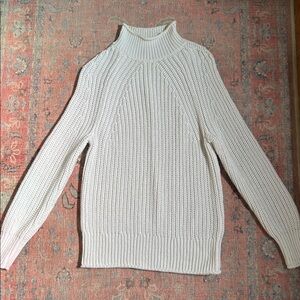 J. Crew Soft White Knit Rollneck Sweater